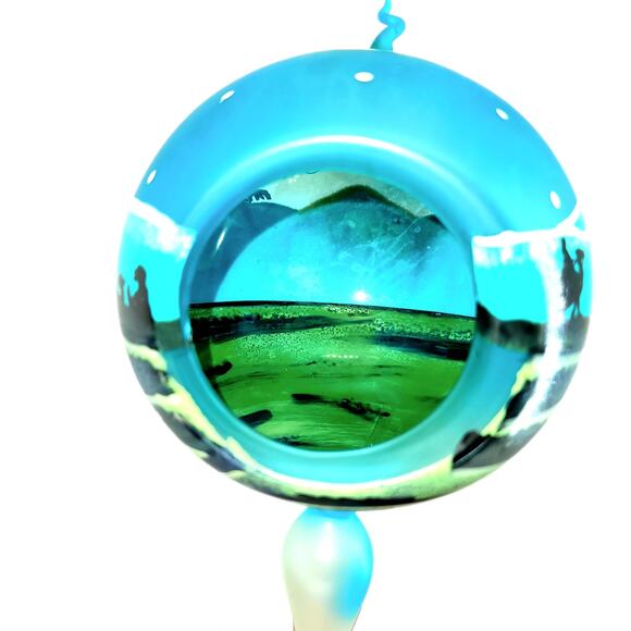 VTG Christmas Nativity Scene Tea Light Hand Blown Painted Glass Frosted - Picture 2 of 6